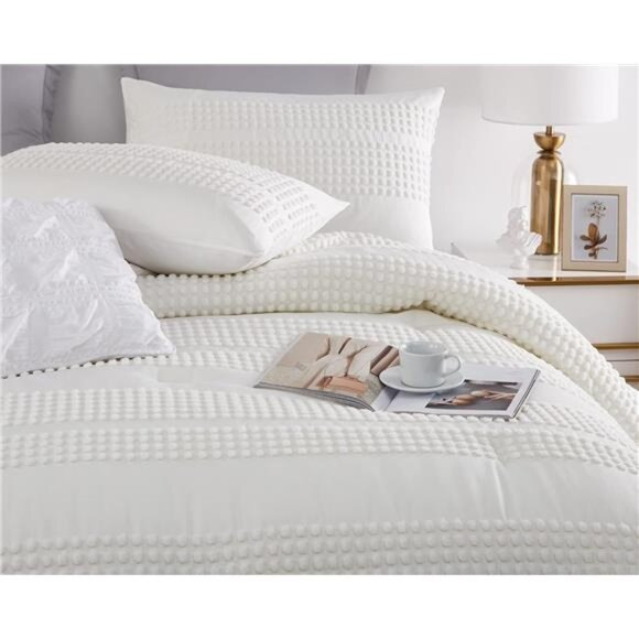 King Size Comforter Set;White Comforter Boho Tufted Lightweight  Bedding Sets - Picture 3 of 14